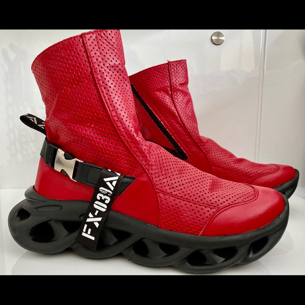 Genuine leather booties / sneakers, NEW